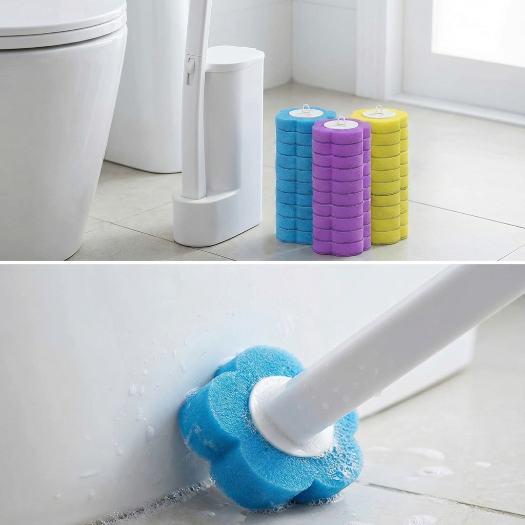 FreshFlush комплект с 64 гъбички за хигиенно почистване на тоалетна